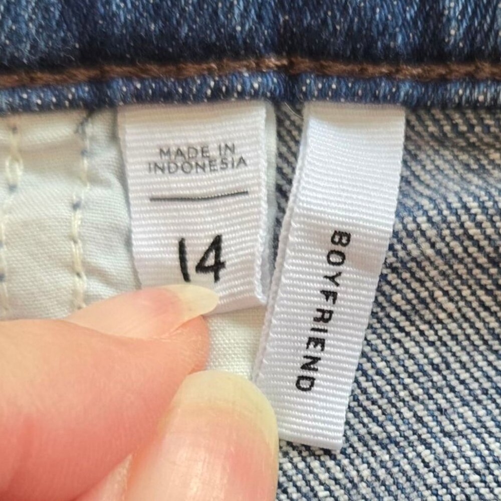 Loft Outlet Womens Button Fly Blue Denim Boyfrniend Jeans Size 14 - Picture 9 of 10